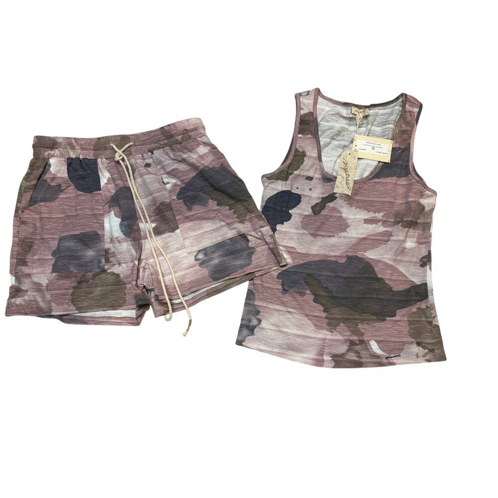 Mystree Pink Camo Tank & Shorts Lounge Set SZ SM